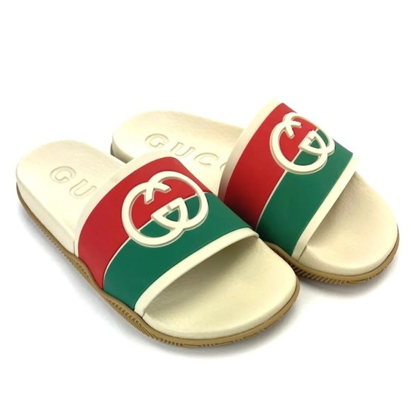 Gucci Unisex Rubber GG LogoInterlock Slide Monogram Sandals Size36 - Picture 1 of 9